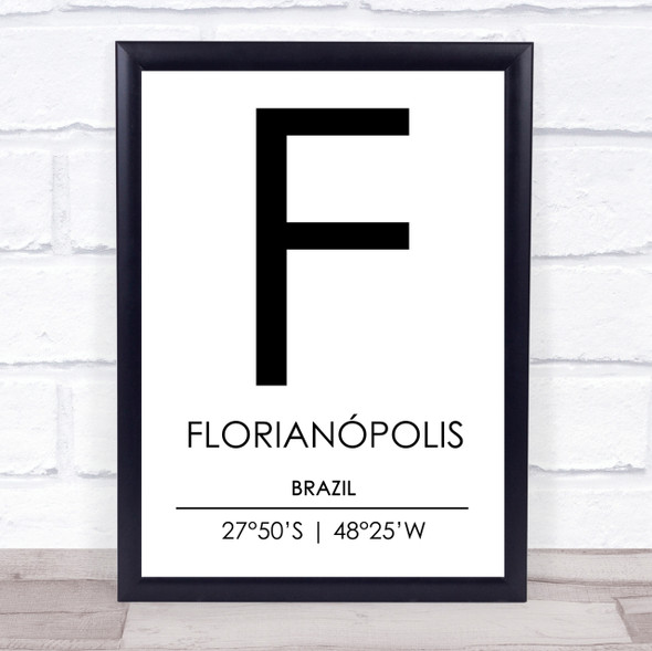 Florianopolis Brazil Coordinates Travel Print