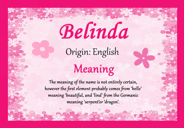 Belinda Personalised Name Meaning Certificate