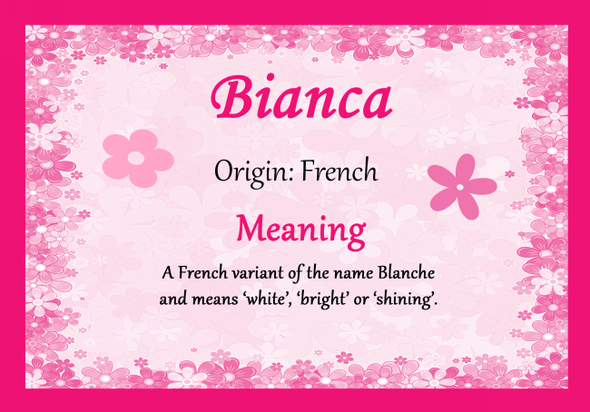 Bianca Personalised Name Meaning Certificate