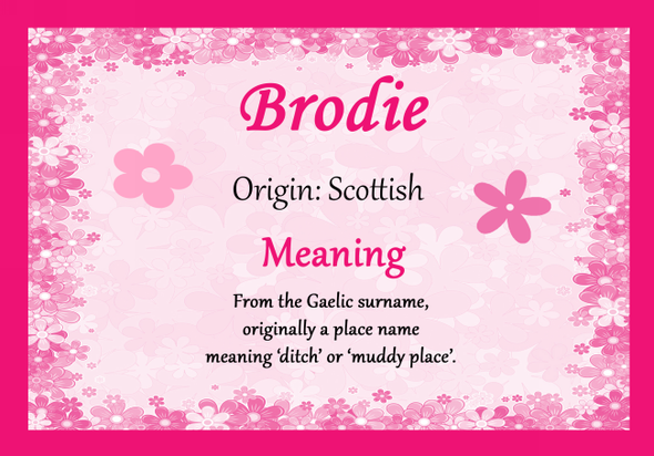 Brodie Personalised Name Meaning Certificate