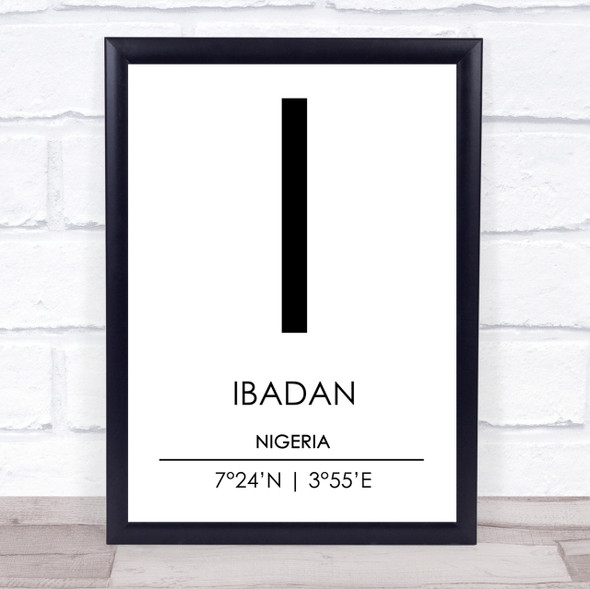 Ibadan Nigeria Coordinates World City Travel Print