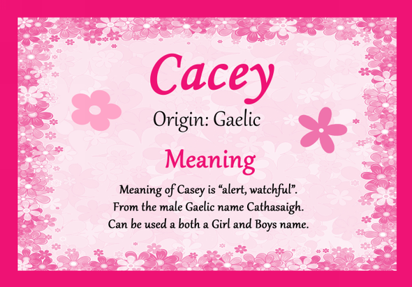 Cacey Personalised Name Meaning Certificate