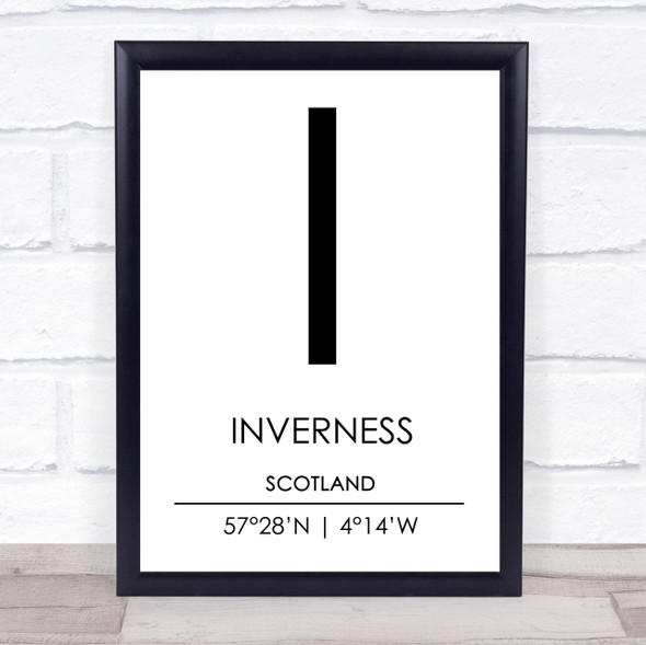 Inverness Scotland Coordinates Travel Print