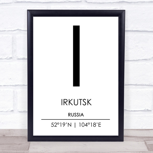 Irkutsk Russia Coordinates World City Travel Print