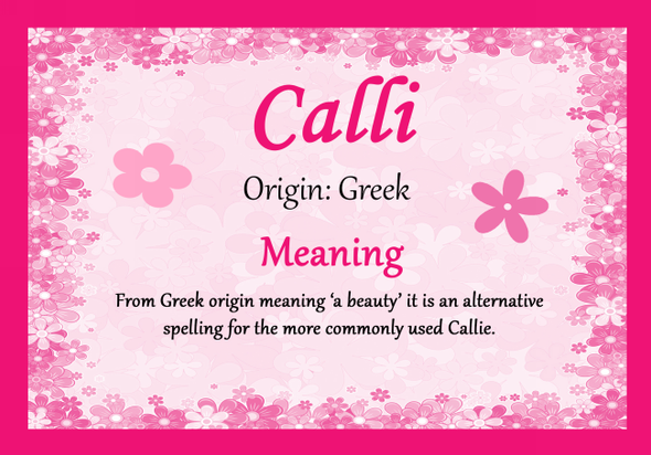 Calli Personalised Name Meaning Certificate