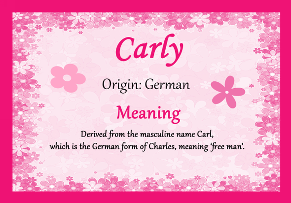 Carly Personalised Name Meaning Certificate