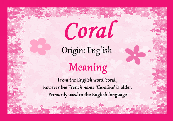 Coral Personalised Name Meaning Certificate