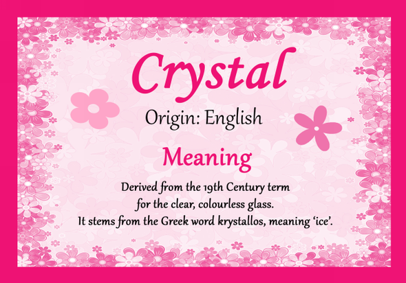 Crystal Personalised Name Meaning Certificate