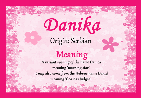 Danika Personalised Name Meaning Certificate