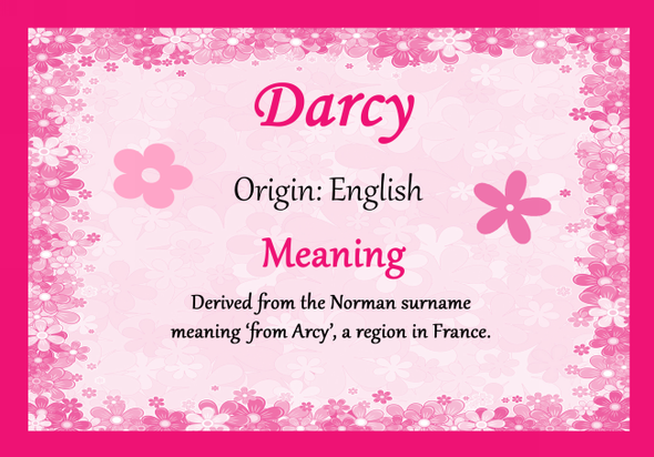 Darcy Personalised Name Meaning Certificate