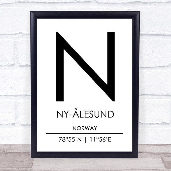Ny Alesund Norway Coordinates World City Travel Print