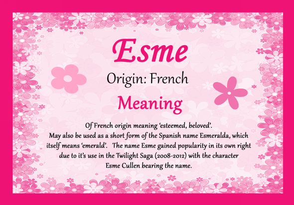 Esme Personalised Name Meaning Certificate