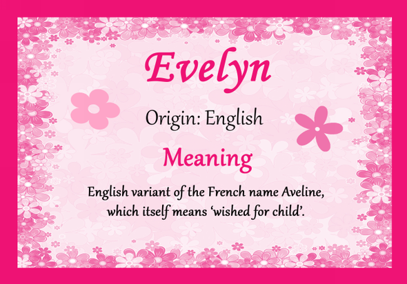 Evelyn Personalised Name Meaning Certificate