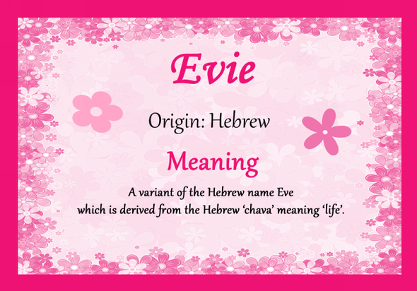 Evie Personalised Name Meaning Certificate