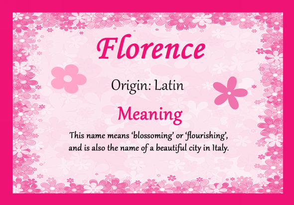 Florence Personalised Name Meaning Certificate