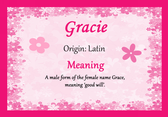 Gracie Personalised Name Meaning Certificate