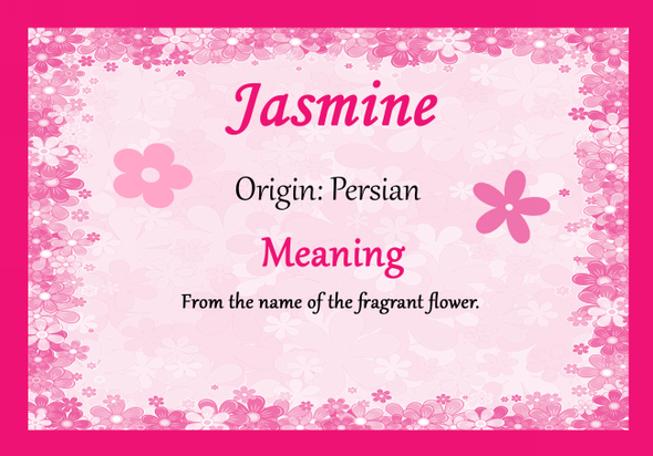 Jasmine Personalised Name Meaning Certificate