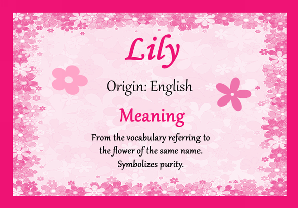 Lily Personalised Name Meaning Certificate