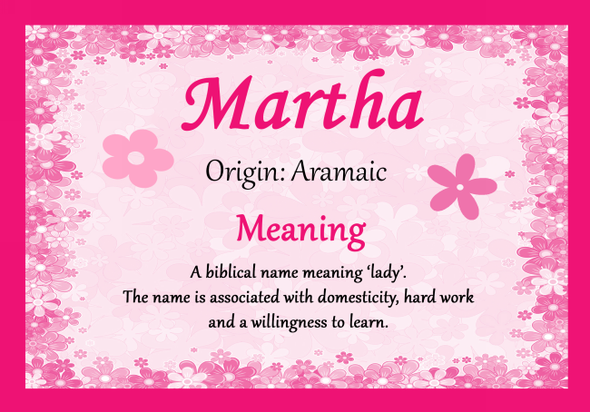 Martha Personalised Name Meaning Certificate