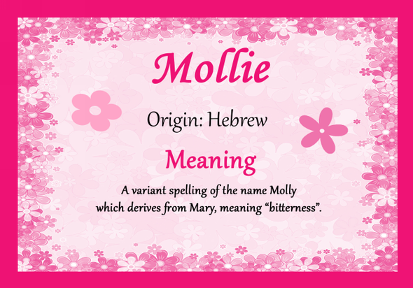 Mollie Personalised Name Meaning Certificate