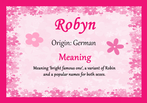 Robyn Personalised Name Meaning Certificate