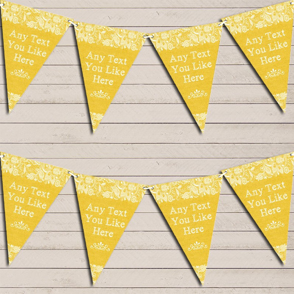 Pretty Lace Golden Yellow Wedding Anniversary Bunting Garland Party Banner