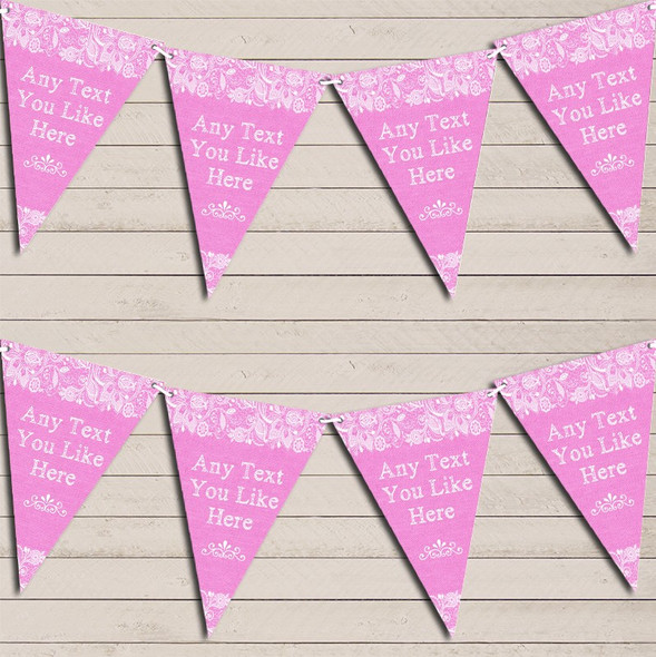 Pretty Lace Baby Pink Wedding Anniversary Bunting Garland Party Banner