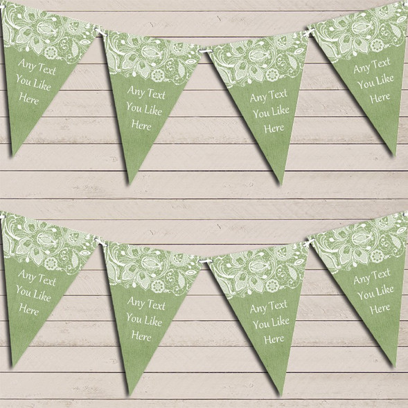 Burlap & Lace Green Birthday Bunting Garland Party Banner