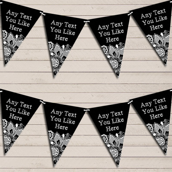 Black & White Lace Birthday Bunting Garland Party Banner