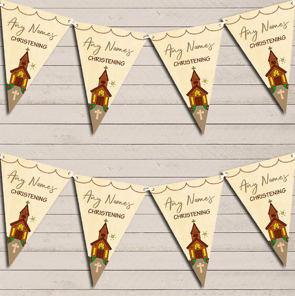 Yellow Christening Baptism Party Decoration Christening Bunting Party Banner