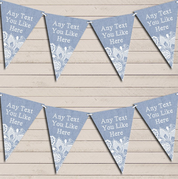 Blue Burlap & Lace Retirement Bunting Garland Party Banner