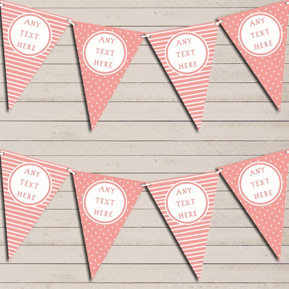 Stripes and Polka Dot Coral Personalised Birthday Bunting