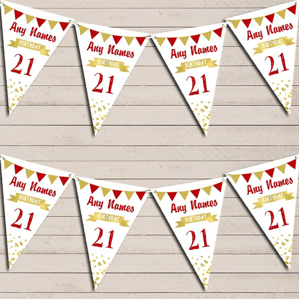 Any Age Birthday 18Th 21st 30th 40th 50th 60th Red & Gold Birthday Bunting