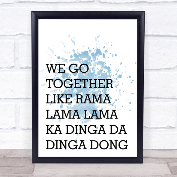 Blue Grease We Go Together Song Lyric Quote Print