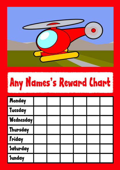Red Helicopter Star Sticker Reward Chart