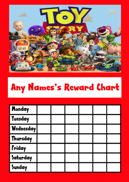 Red Toy Story Star Sticker Reward Chart