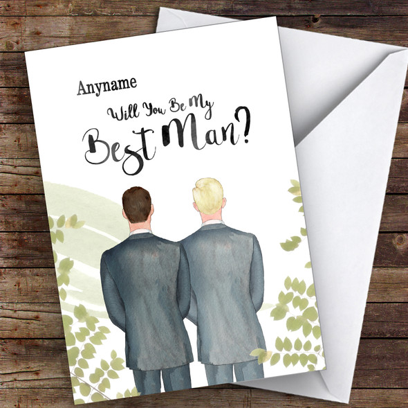 Brown Hair Blond Hair Will You Be My Best Man Personalised Wedding Card