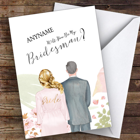 Blond Half Up Hair Grey Hair Will You Be My Bridesman Personalised Wedding Card