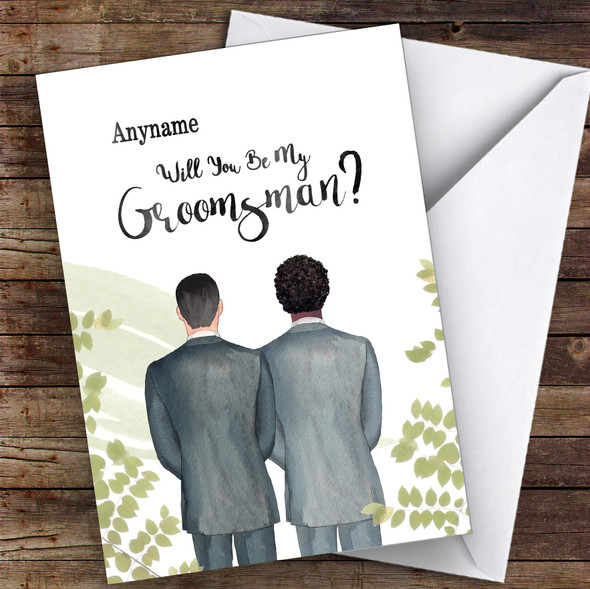 Black Hair Curly Black Hair Will You Be My Groomsman Personalised Wedding Card