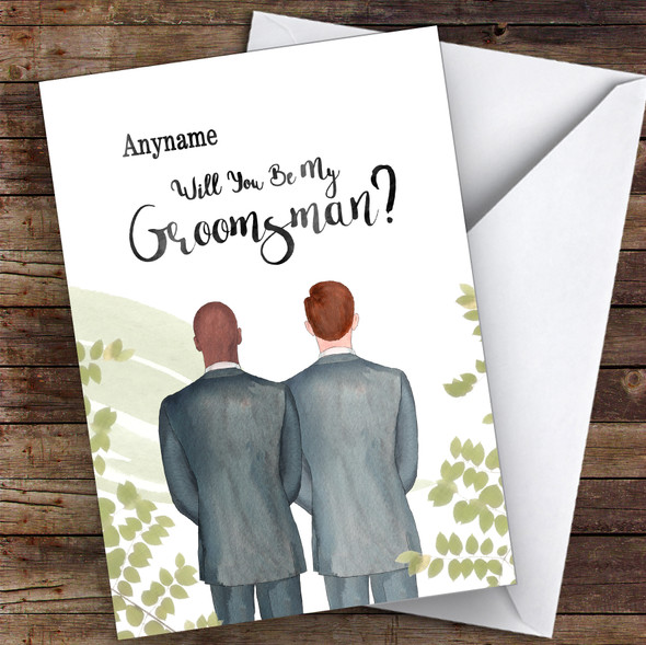 Bald Black Ginger Hair Will You Be My Groomsman Personalised Wedding Card