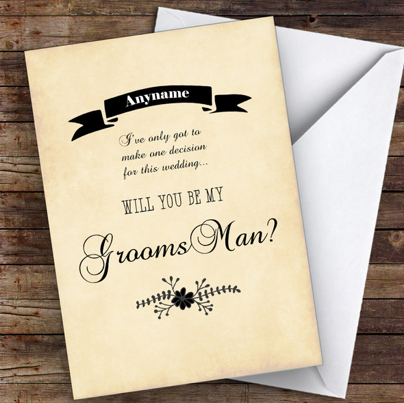 Floral Will You Be My Groomsman Personalised Wedding Card