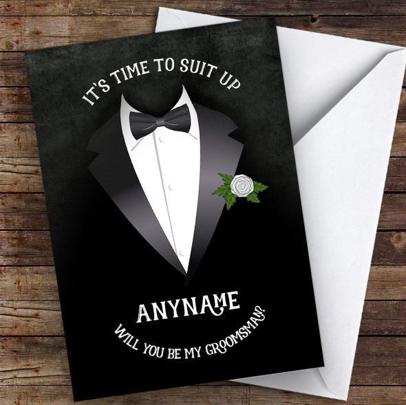 Tuxedo Will You Be My Groomsman Personalised Wedding Card