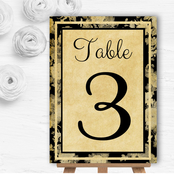 Vintage Black Roses Postcard Style Personalised Wedding Table Number Name Cards