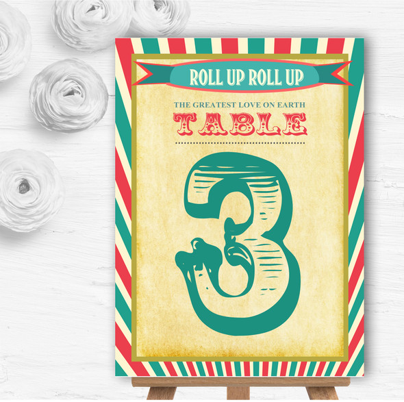 Vintage Carnival Old Style Circus Personalised Wedding Table Number Name Cards