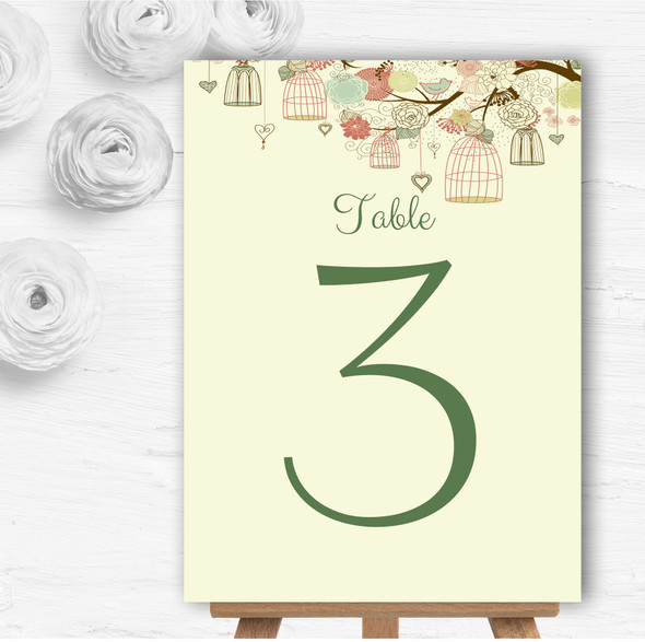 Vintage Shabby Chic Birdcage Pale Yellow Wedding Table Number Name Cards
