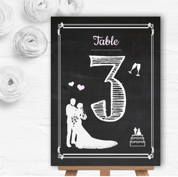 Chalkboard Pink Personalised Wedding Table Number Name Cards