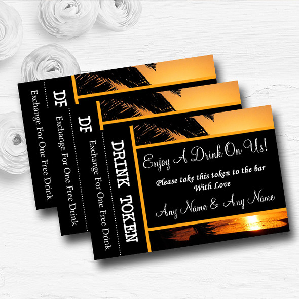 Gorgeous Florida Sunset Beach Personalised Wedding Bar Free Drink Tokens