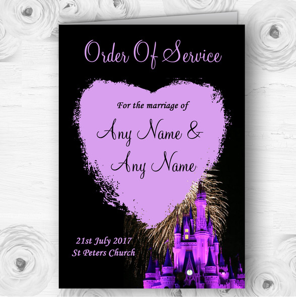 Disney Castle Fireworks Personalised Wedding Double Sided Cover Order Of Service