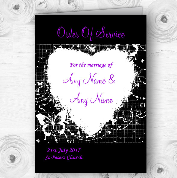 Black White Butterfly Personalised Wedding Double Sided Cover Order Of Service