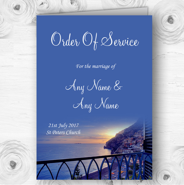 Amalfi Coast Italy Heart Personalised Wedding Double Cover Order Of Service